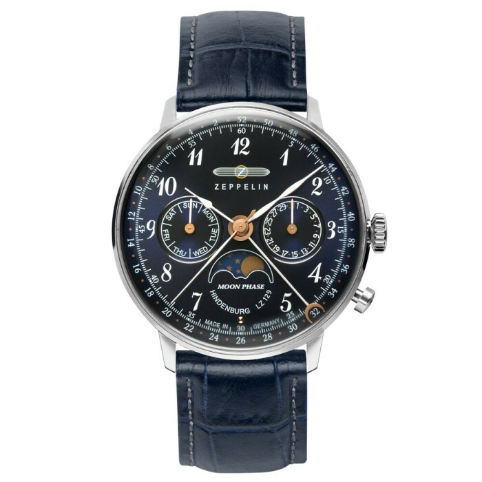 Montre quartz Zeppelin moonphase cadran bleu nuit 7037-3