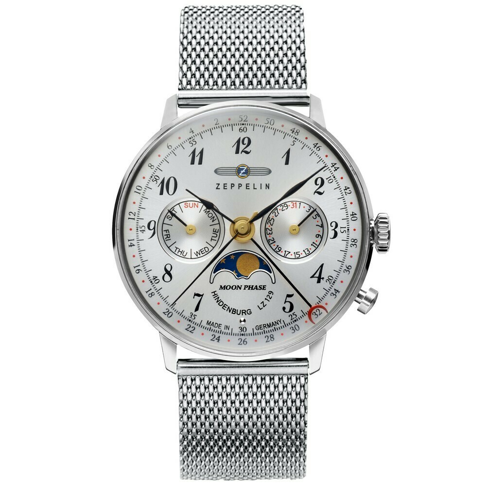 Montre quartz Zeppelin moonphase bracelet maille 7037M-1