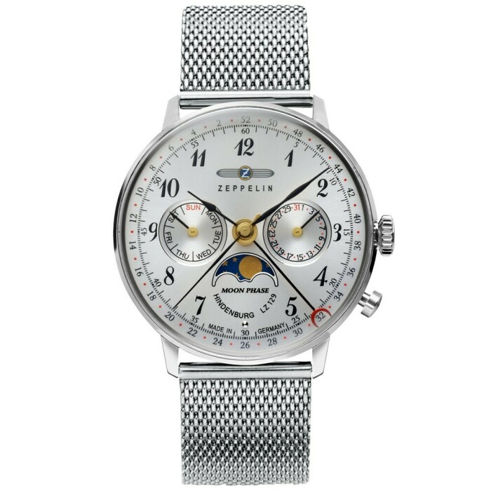 Montre quartz Zeppelin moonphase bracelet maille 7037M-1