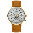 Montre quartz Zeppelin moonphase dor&eacute;e cuir marron 7039-1