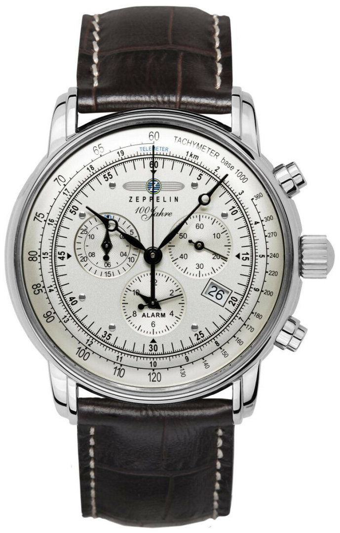 Montre chronographe &agrave; quartz 100 Jahre bracelet cuir pour homme Zeppelin