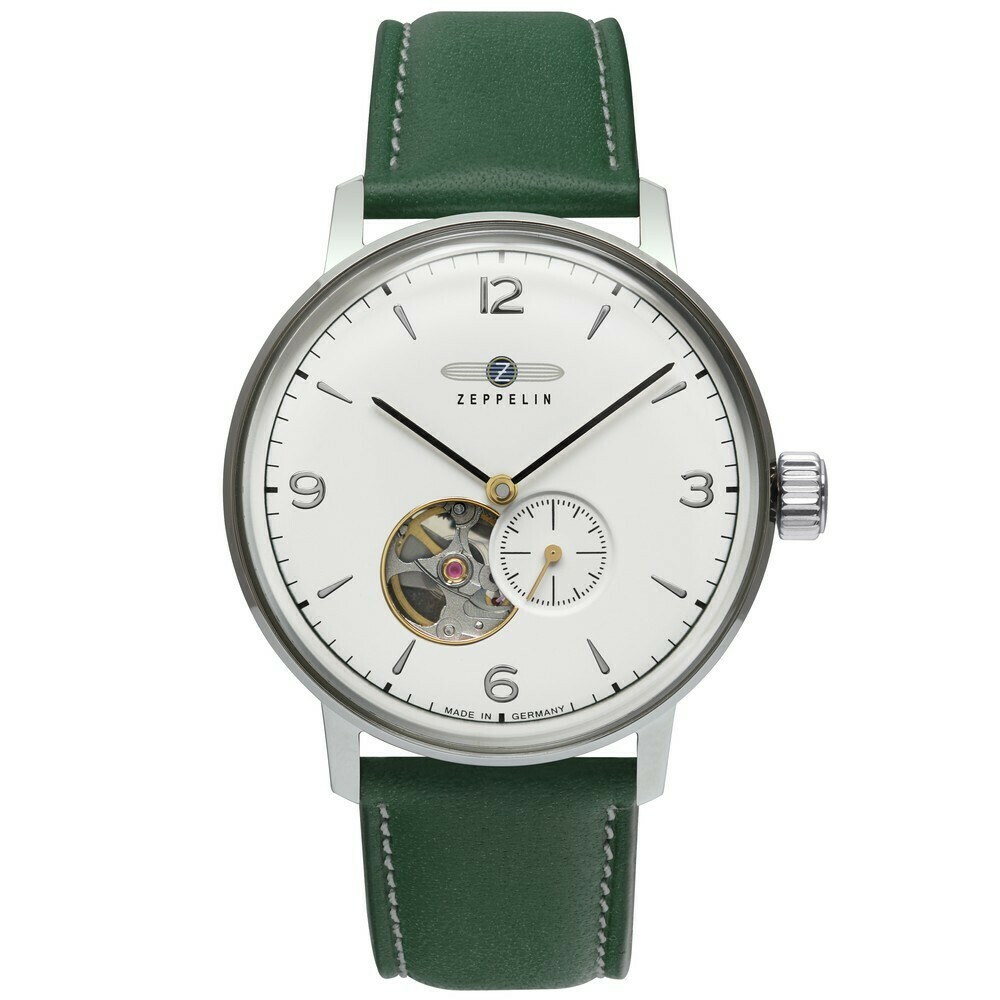 Montre automatique Zeppelin coeur ouvert vert homme 8066-1