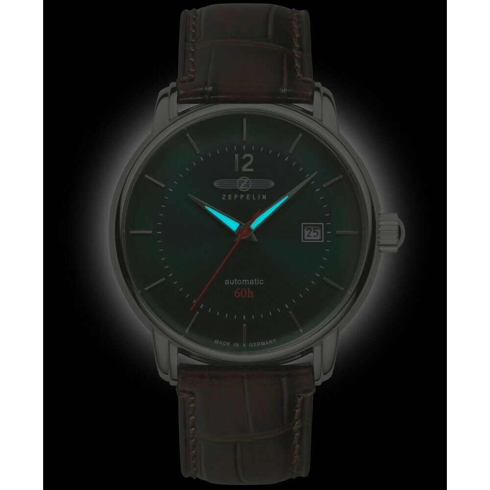 Montre automatique Zeppelin cadran vert Bodensee 8160-4 nuit