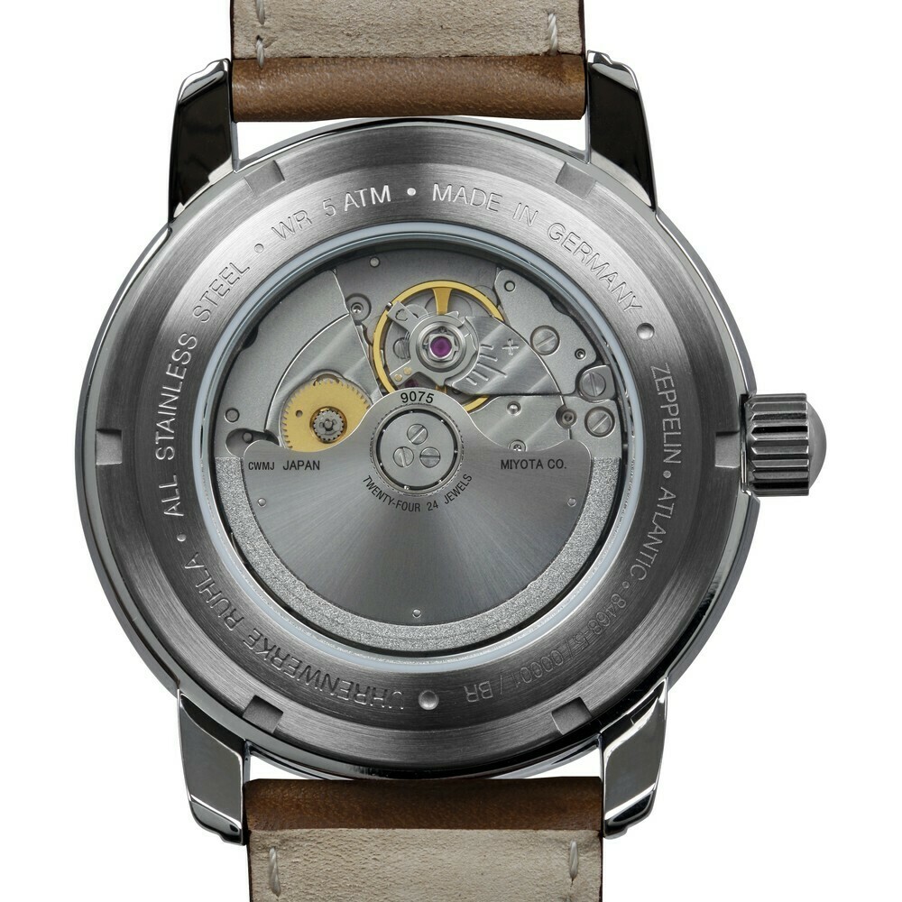 Montre automatique Zeppelin GMT cadran ivoire homme 8468-5 arriere