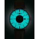 Montre automatique Zeppelin GMT cadran ivoire homme 8468-5 nuit