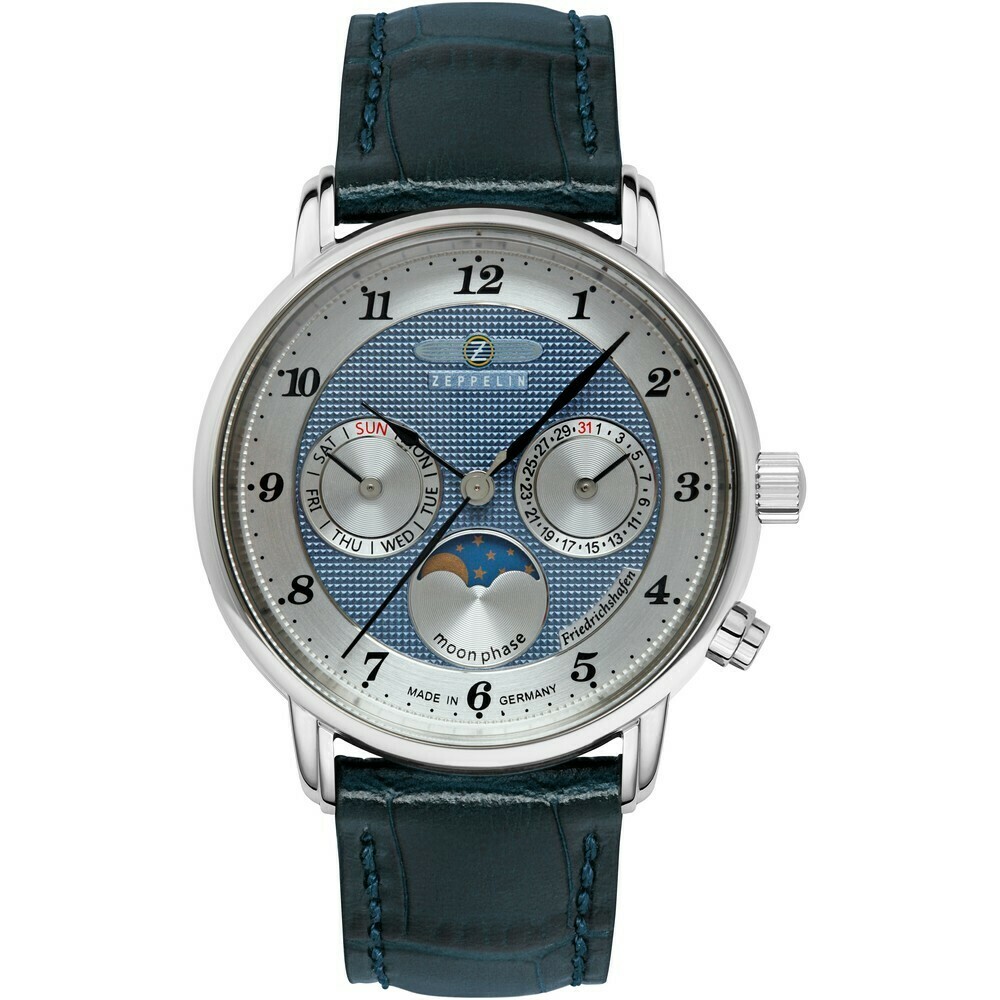 Montre quartz Zeppelin femme phase de lune bleue 8537-3