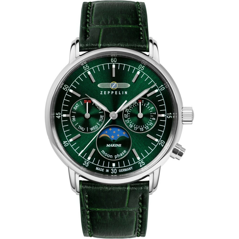 Montre quartz Zeppelin phase de lune verte femme 8635-4