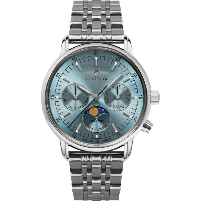 Montre quartz Zeppelin bracelet acier bleu glacier 8637M-3