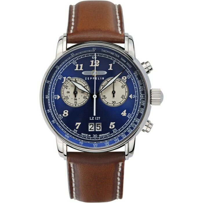 Montre chronographe Zeppelin cadran bleu dor&eacute; LZ127 8684-3