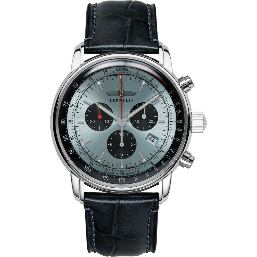Montre chronographe Zeppelin cadran givr&eacute; marine 8886-2