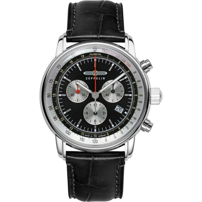 Montre chronographe Zeppelin cadran noir marine homme 8888-2