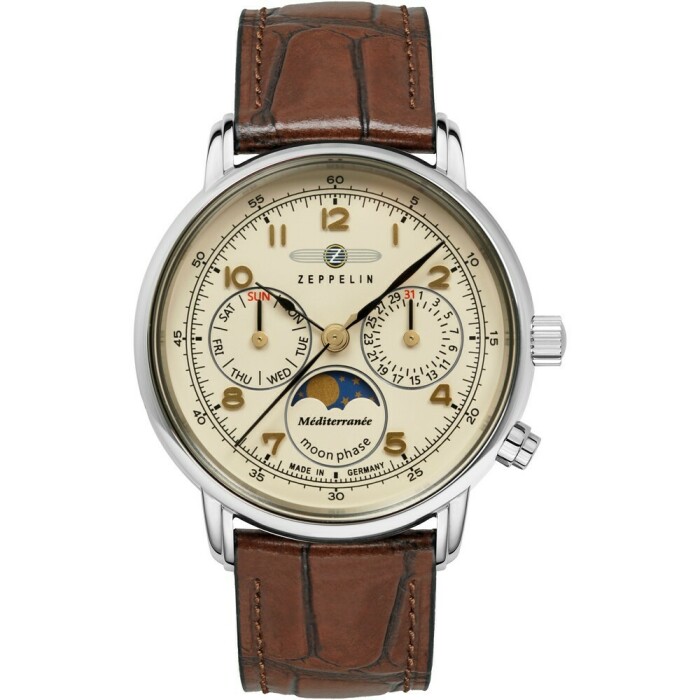 Montre quartz Zeppelin phase de lune femme beige 9637-5