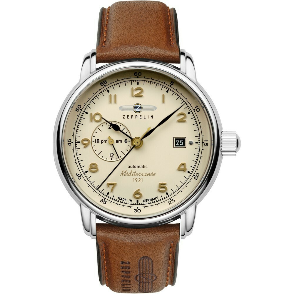 Montre automatique Zeppelin double fuseau cuir homme 9668-5